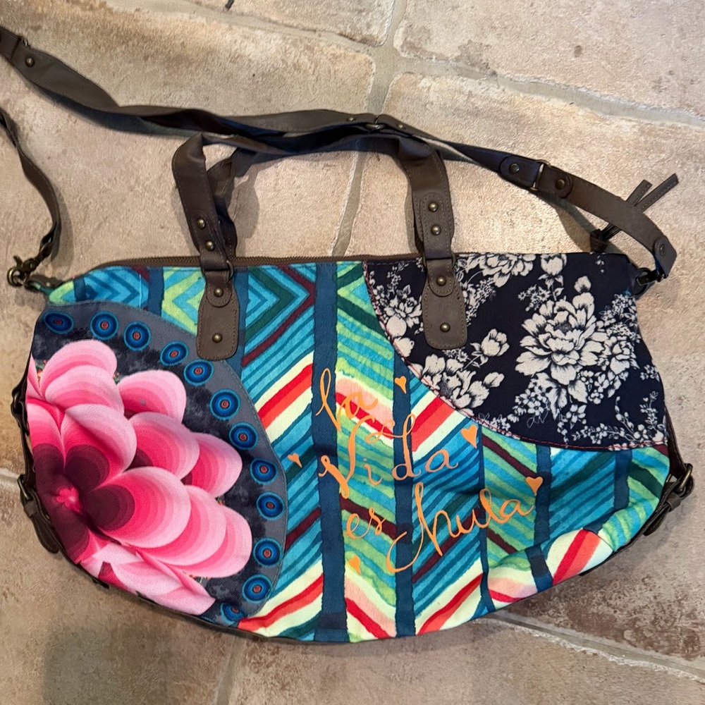 Desigual Multicolor Travel Bag with Brown Accents - Picture 7 of 8